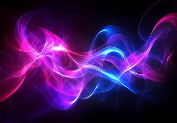 Poster - Abstract background with neon glowing lines, blue and purple light on a dark black backdrop.