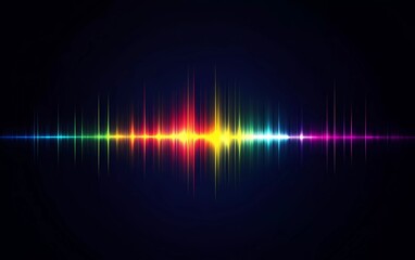 Poster - Colorful sound wave background vector presentation design with a colorful spectrum and energy effect on a dark blue background. 