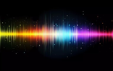 Poster - Colorful sound wave background vector presentation design with a colorful spectrum and energy effect on a dark blue background. 