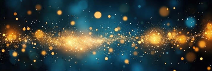 Poster - Festive starry sky background with blue light bokeh. New year and Christmas concept