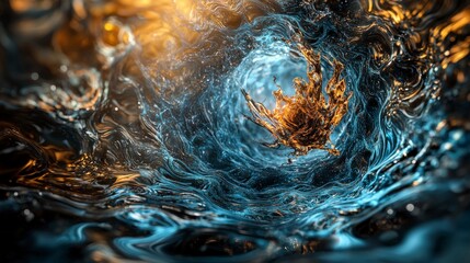 Aufkleber - Dynamic water splash and distortion underwater scene digital art surreal environment close-up view fluid concepts