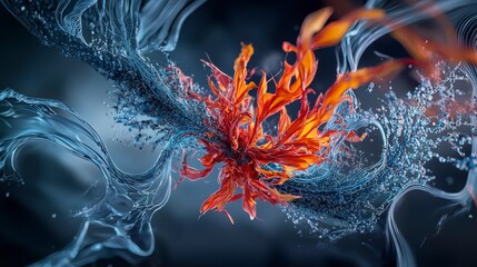 Aufkleber - Dynamic motion of colorful fluid art in abstract digital space high-detail visuals creative environment
