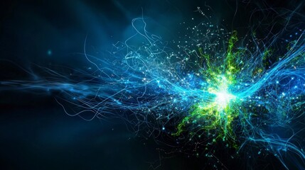 Aufkleber - Abstract representation of dynamic electromagnetic waves in vibrant colors within a high-tech digital art environment