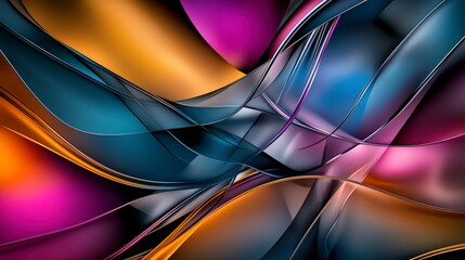 Aufkleber - Dynamic abstract geometric pattern in chromelike colors digital art modern design vibrant high-resolution visuals