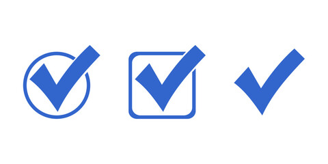 Wall Mural - Check mark icon set. accept checkmark icons tick box, check list circle frame - checkbox symbol sign. check mark box square frame.  Check marks for agreement, vote, confirmation