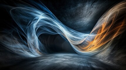 Aufkleber - Dynamic light lines bending and changing direction in abstract visuals dark environment illustration artistic viewpoint