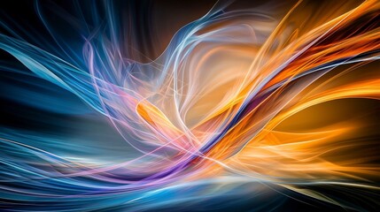 Fototapete - Dynamic light lines bending in abstract digital art a vivid close-up interpretation of artistic environments