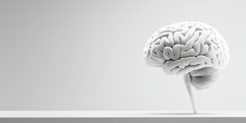 Poster - minimalist brain shaped AI chip on white surface