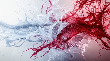 Poster - Dynamic intersecting lines in contrasting shades of white and red abstract art digital design modern aesthetic