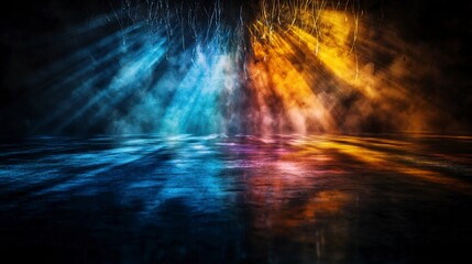 Aufkleber - Dynamic light show colorful shadows shifting on water abstract art studio setting captivating visuals