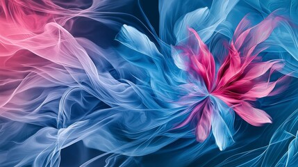 Poster - Soft misty colors blending abstract art creative workspace digital art calm environment close-up view serene concept