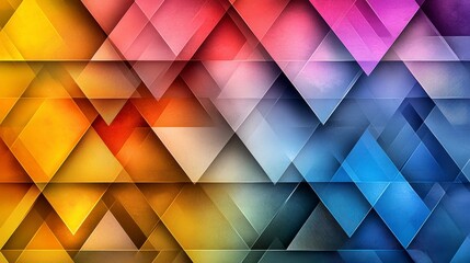 Poster - Layered triangular shapes in vibrant colors abstract design digital art modern aesthetic high-resolution viewpoint