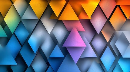Fototapete - Layered triangular shapes in vibrant colors digital art abstract design modern aesthetic close-up perspective