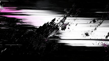 Poster - Abstract Distorted Black and White Motion Glitch Overlay with Artistic Elements and Digital Aesthetic for Modern Design Projects