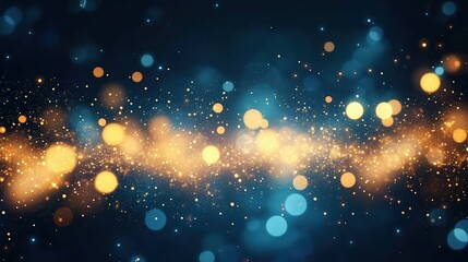 Poster - Festive starry sky background with blue light bokeh. New year and Christmas concept