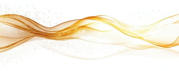 Poster - Abstract Golden Light Effect Background with Shining Particles and Fluid Waves, Ideal for Elegant and Modern Designs and Presentations