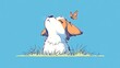 © art_bee8 - A serene puppy enjoying a butterfly's presence in a sunny meadow with vibrant blue sky