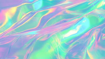 Poster - abstract holographic background with vibrant liquid and metallic textures in pink, green, and blue h