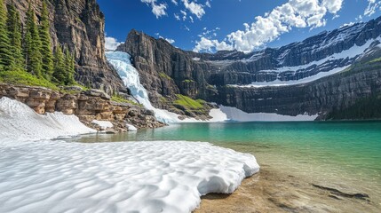 Canvas Print - Glacier Lake's Serenity: A Breathtaking Mountain Vista