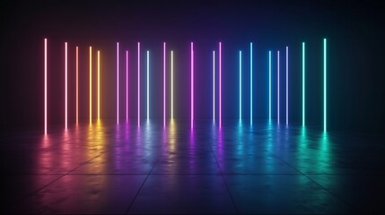 Poster - a minimalistic led stripe design with radiating beams.