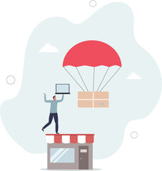 Wall Mural - Dropshipping business model by open e-commerce website store and let supplier ship product directly to customer concept,flat character life .