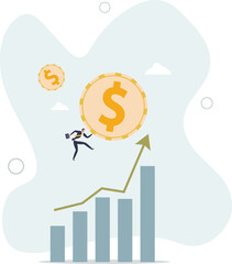 Wall Mural - Investment graph, earning or profit from stock exchange or mutual fund, wealth management or asset growth concept.flat character life .