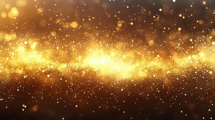 Poster - Gold glitter background with bokeh lights in soft focus and warm glow effect