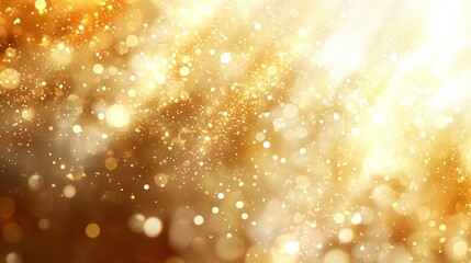 Poster - Blurry background with gold and white bokeh lights in soft-focus warm golden glow