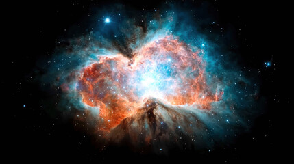Poster - stunning close up of nebula displaying brilliant colors and intricate details, showcasing beauty of cosmos and vastness of space
