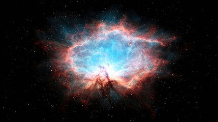 Poster - stunning close up of nebula displaying brilliant colors and intricate patterns, showcasing beauty of cosmos and vastness of space