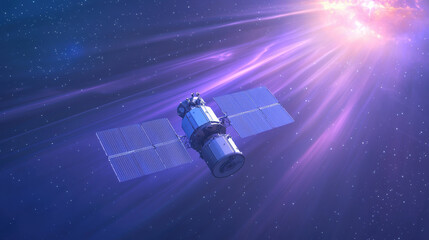 Aufkleber - spacecraft soaring through cosmic landscape, illuminated by vibrant light. scene captures beauty of space exploration and mysteries of universe