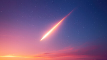 Aufkleber - stunning view of comet streaking through starry sky at dusk, illuminating horizon with warm glow. vibrant colors create magical atmosphere