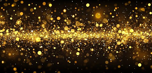 Background of golden and shiny lights with bokeh glitters
