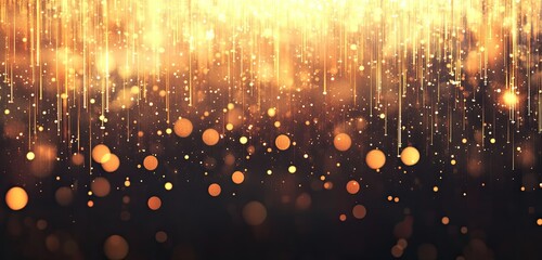 Background of golden and shiny lights with bokeh glitters