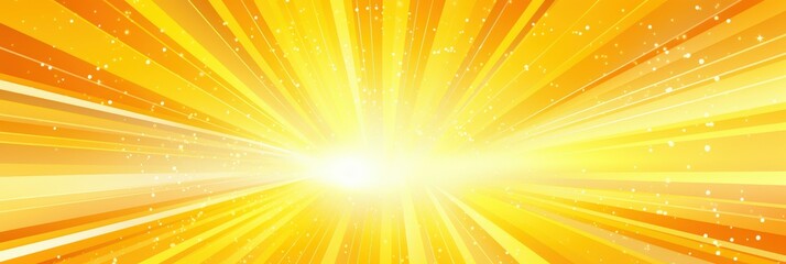 Poster - vibrant yellow and orange glittery background with radiating rays of light for creative projects and