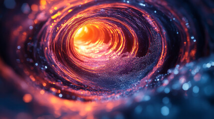 Poster - Swirling water tunnel with vibrant colors and glowing light