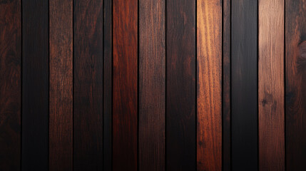 Poster - Dark wooden planks with rich, warm texture and varying shades of brown and black, creating rustic and elegant background