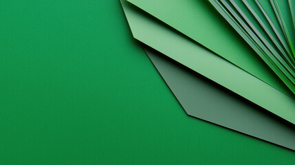 Leinwandbilder - minimalist composition featuring layered green paper sheets on dark green background, creating subtle texture and depth. arrangement conveys simplicity and elegance