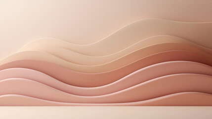 Leinwandbilder - Soft pastel waves in beige and pink tones create serene abstract background with subtle texture, evoking calm and elegance. Perfect for modern design or artistic projects