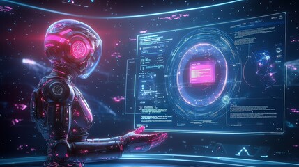 Aufkleber - a glowing ai chatbot on a digital screen, seamlessly interacting with a customer, enhancing engageme