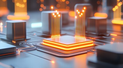 Poster - A glowing AI chip connecting personalized user profiles in a minimalist futuristic design.