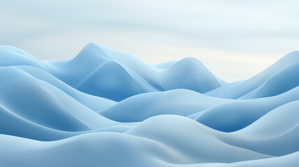 Aufkleber - Soft blue undulating hills with serene and smooth texture under pale sky, evoking tranquil and dreamy atmosphere
