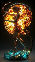 Poster - Artemis depicted in Photorealism set in Underworld evoking a Mysterious mood illuminated by Soft glow with a Backlit silhouette hyper-detailed vibrant colors intricate details