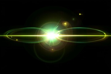 Wall Mural - abstract, green light, burst, black background