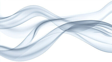 Leinwandbilder - Soft gray abstract waves flow gracefully on white background, creating serene and modern design ideal for business or artistic purposes