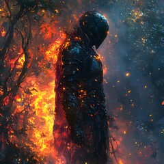 Aufkleber - Ares depicted in Concept art set in Mystical forest evoking a Tragic mood illuminated by Studio lighting with a Portrait hyper-detailed vibrant colors intricate details