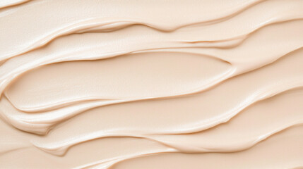 Poster - Smooth peach toned cream texture with soft, flowing lines, creating soothing and elegant aesthetic. Perfect for skincare, beauty, or cosmetic product backgrounds