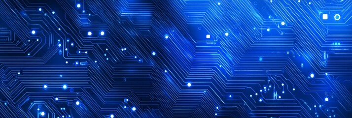 Poster - Glowing Blue Circuit Board Pattern A Futuristic Concept of Technology, Innovation, and Data