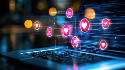 Aufkleber - Abstract concept of AI optimizing social media campaigns, sleek futuristic design with real-time engagement tracking.