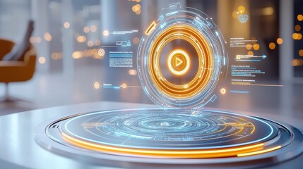 Poster - Futuristic influencer targeting, a sleek and modern AI dashboard identifying top creators, glowing softly, representing intelligent and efficient marketing.